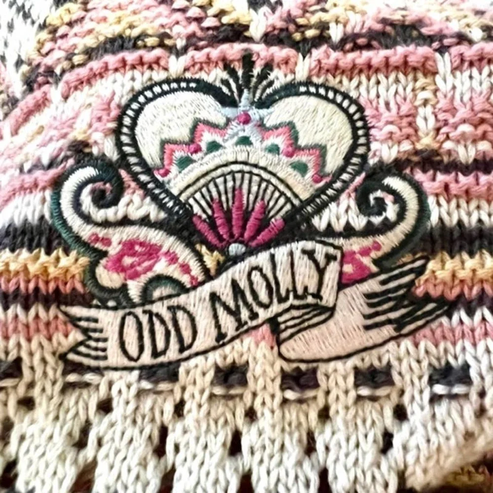 ODD MOLLY PINK FAIR ISLE CREW NECK COTTON KNIT SWEATER SIZE 3 LARGE - Picture 10 of 11